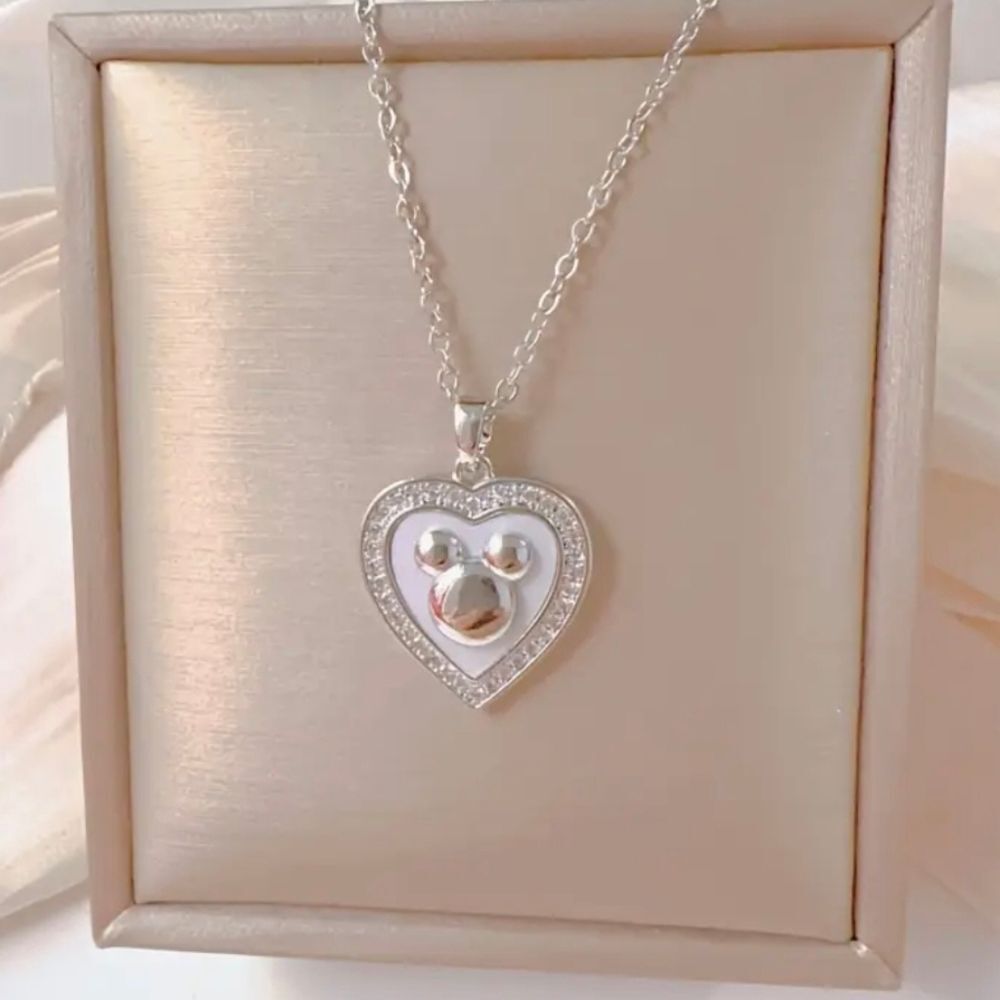 Mickey Mouse Silver Diamond Necklace